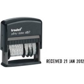 Trodat Printy 4817 - stamp - self-inking - black - stock text, date - 50 mm width