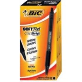 BIC Soft Feel clic Grip - ballpoint pen - black (pack of 12)