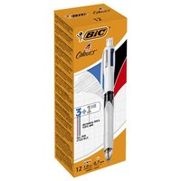 BIC 4 Colours 3+1HB - 3 colour ballpoint pen and mechanical pencil combo - black, red, blue, grey (pack of 12)