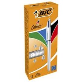 BIC 4 Colours Shine - ballpoint pen - black, red, blue, green (pack of 12)