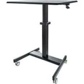 StarTech.com Mobile Standing Desk, Portable Sit Stand Ergonomic Height Adjustable Cart on Wheels, Rolling Computer/Laptop Workstation Table with Locking One-Touch Lift for Teacher/Student - Mobile Sit Stand Desk (STSCART2) - sit/standing desk - black