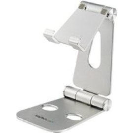StarTech.com Phone and Tablet Stand, Foldable Universal Mobile Device Holder for Smartphones & Tablets Adjustable Multi-Angle Ergonomic Cell Phone Stand for Desk Portable, 4in to 13in - Foldable Phone Holder (USPTLSTND) - desktop stand for mobile phone, tablet