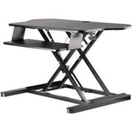StarTech.com Corner Sit Stand Desk Converter with Keyboard Tray, Large Surface 35" x 21", Height Adjustable Ergonomic Desktop/Tabletop Standing Workstation, Supports Dual Monitors - Corner Stand Up Desk Converter (ARMSTSCORNR) - standing desk converter - rectangular - black