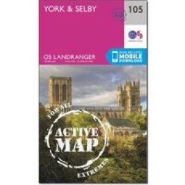 Ordnance Survey Landranger Active 105 York & Selby Map With Digital Version - Pink, Pink
