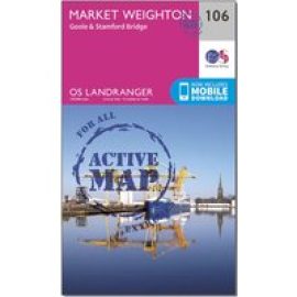 Ordnance Survey Landranger Active 106 Market Weighton, Goole & Stamford Bridge Map With Digital Version - Pink, Pink