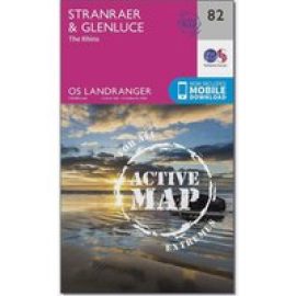 Ordnance Survey Landranger Active 82 Stranraer & Glenluce Map With Digital Version - Pink, Pink