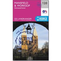 Ordnance Survey Landranger Active 120 Mansfield & Worksop, Sherwood Forest Map With Digital Version, D