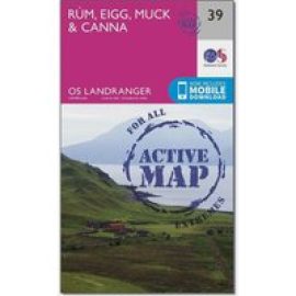 Ordnance Survey Landranger Active 39 Rum, Eigg & Muck Map With Digital Version - Pink, Pink
