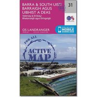 Ordnance Survey Landranger Active 31 Barra & South Uist, Vatersay & Eriskay Map With Digital Version - Pink, Pink