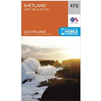 Ordnance Survey Explorer 470 Shetland - Unst, Yell & Fetlar Map With Digital Version - Orange, Orange