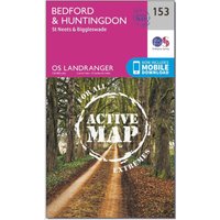 Ordnance Survey Landranger Active 153 Bedford, Huntingdon, St. Neots & Biggleswade Map With Digital Version - Pink, Pink