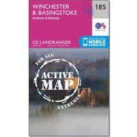 Ordnance Survey Landranger Active 185 Winchester & Basingstoke, Andover & Romsey Map With Digital Version - Pink, Pink