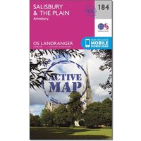 Ordnance Survey Landranger Active 184 Salisbury & The Plain, Amesbury Map With Digital Version - Pink, Pink