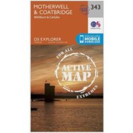 Ordnance Survey Explorer Active 343 Motherwell & Coatbridge Map With Digital Version - Orange, Orange