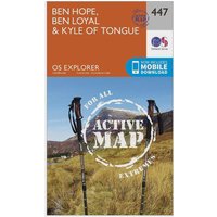 Ordnance Survey Explorer Active 447 Ben Hope, Ben Loyal & Kyle Of Tongue Map With Digital Version - Orange, Orange