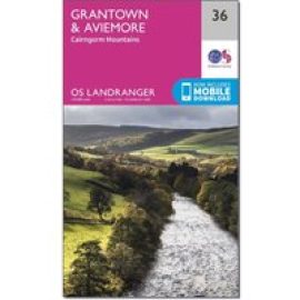 Ordnance Survey Landranger 36 Grantown, Aviemore & Cairngorm Mountains Map With Digital Version - Pink, Pink