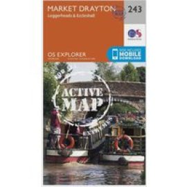 Ordnance Survey Explorer Active 243 Market Drayton, Loggerheads & Eccleshall Map With Digital Version - Orange, Orange