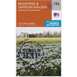 Ordnance Survey Explorer Active 195 Braintree & Saffron Walden Map With Digital Version - Orange, Orange