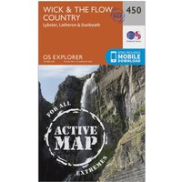 Ordnance Survey Explorer Active 450 Wick & The Flow Country Map With Digital Version - Orange, Orange