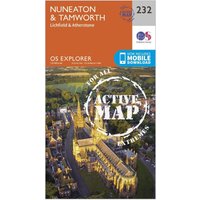 Ordnance Survey Explorer Active 232 Nuneaton & Tamworth Map With Digital Version - Orange, Orange