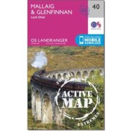 Ordnance Survey Landranger Active 40 Mallaig & Glenfinnan, Loch Shiel Map With Digital Version, D