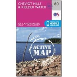 Ordnance Survey Landranger Active 80 Cheviot Hills & Kielder Water Map With Digital Version, D