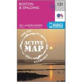 Ordnance Survey Landranger Active 131 Boston & Spalding Map With Digital Version - Pink, Pink