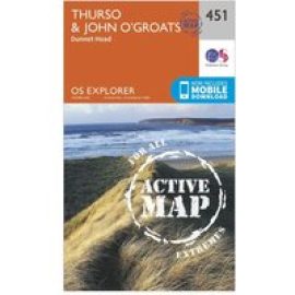 Ordnance Survey Explorer Active 451 Thurso & John O'Grates Map With Digital Version - Orange, Orange