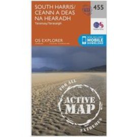 Ordnance Survey Explorer Active 455 South Harris Map With Digital Version - Orange, Orange