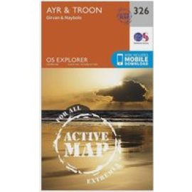 Ordnance Survey Explorer Active 326 Ayr & Troon Map With Digital Version - Orange, Orange