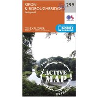 Ordnance Survey Explorer Active 299 Ripon & Boroughbridge Map With Digital Version - Orange, Orange