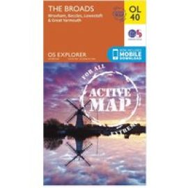 Ordnance Survey Ol 40 Explorer The Broads Active Map - Orange, Orange