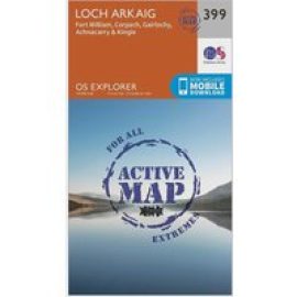 Ordnance Survey Explorer Active 399 Loch Arkaig Map With Digital Version - Orange, Orange