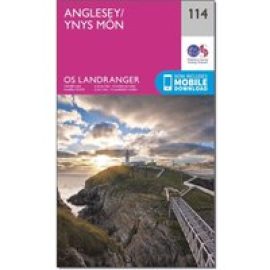 Ordnance Survey Landranger 114 Anglesey Map With Digital Version - Pink, Pink