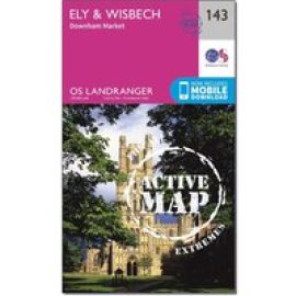 Ordnance Survey Landranger Active 143 Ely & Wisbech, Downham Market Map With Digital Version - Pink, Pink