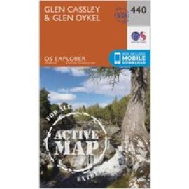 Ordnance Survey Explorer Active 440 Glen Cassley & Glen Oykel Map With Digital Version - Orange, Orange