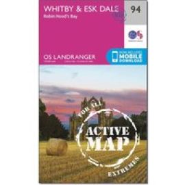 Ordnance Survey Landranger Active 94 Whitby, Esk Dale & Robin Hood's Bay Map With Digital Version - Pink, Pink
