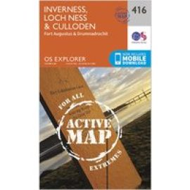 Ordnance Survey Explorer Active 416 Inverness, Loch Ness & Culloden Map With Digital Version - Orange, Orange