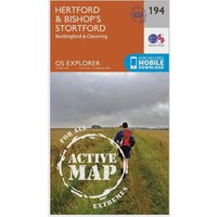 Ordnance Survey Explorer Active 194 Hertford & Bishop's Stortford Map With Digital Version - Orange, Orange