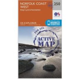 Ordnance Survey Explorer Active 250 Norfolk Coast West Map With Digital Version, D