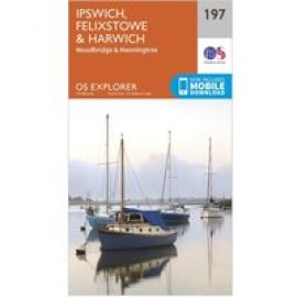 Ordnance Survey Explorer 197 Ipswich, Felixstowe & Harwich Map With Digital Version, D