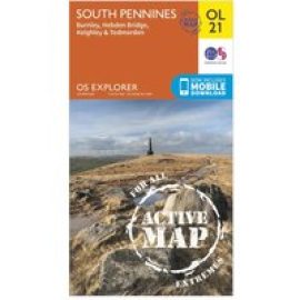 Ordnance Survey Explorer Active Ol21 South Pennines Map With Digital Version - Orange, Orange