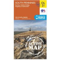 Ordnance Survey Explorer Active Ol21 South Pennines Map With Digital Version - Orange, Orange