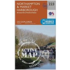 Ordnance Survey Explorer Active 223 Northampton & Market Harborough Map With Digital Version - Orange, Orange