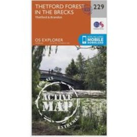 Ordnance Survey Explorer Active 229 Thetford Forest In The Brecks Map With Digital Version - Orange, Orange