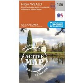 Ordnance Survey Explorer Active 136 High Weald & Royal Tunbridge Wells Map With Digital Version, D