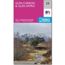 Ordnance Survey Landranger 25 Glen Carron & Glen Affric Map With Digital Version - Pink, Pink