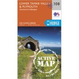 Ordnance Survey Explorer Active 108 Lower Tamar Valley & Plymouth Map With Digital Version - Orange, Orange
