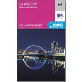 Ordnance Survey Landranger 64 Glasgow, Motherwell & Airdrie Map With Digital Version - Pink, Pink