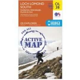 Ordnance Survey Explorer Active Ol38 Loch Lomond South Map - Orange, Orange